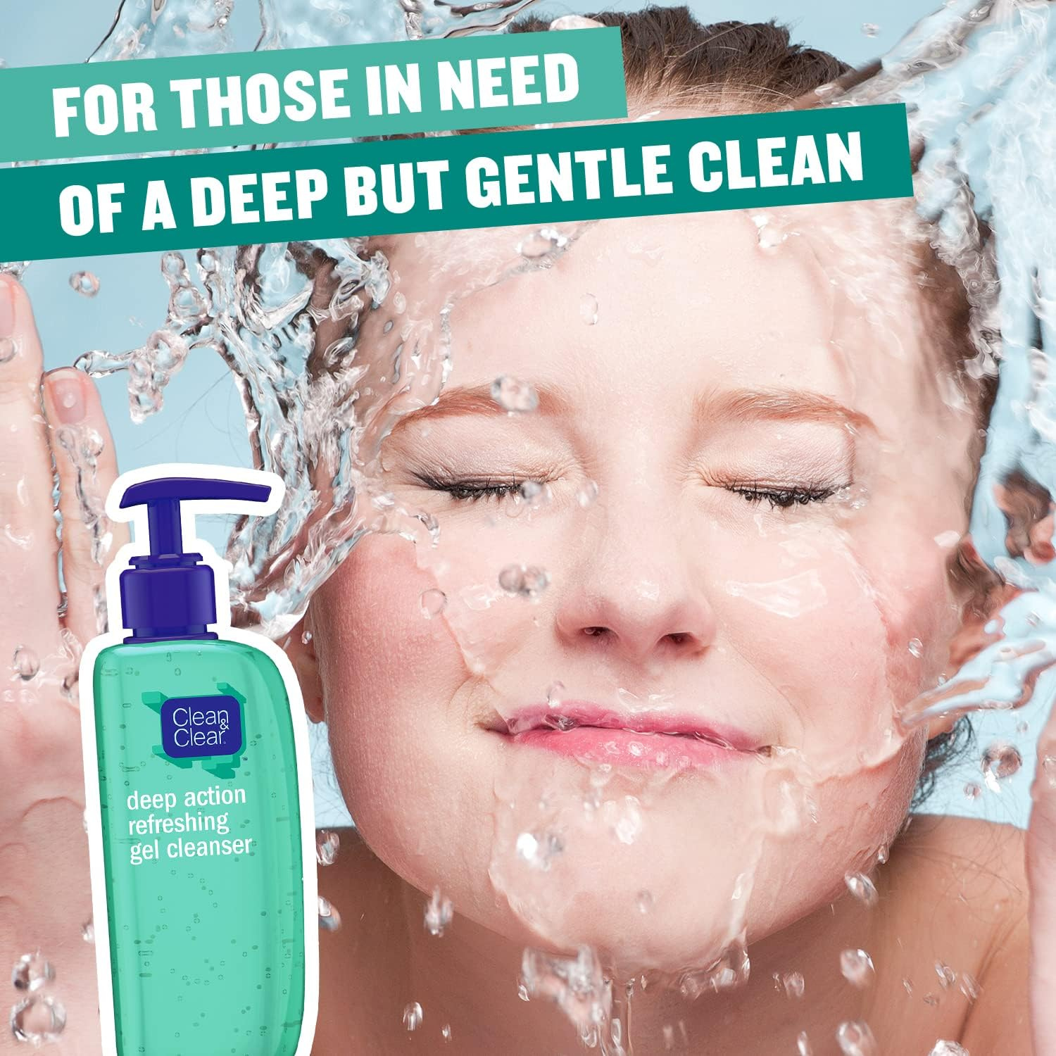 Clean & Clear Deep Action Refreshing Gel Cleanser 150 ml - Oil-Free Foamy Face Wash with Cooling Menthol for Clear, Refreshed, and Healthy-Looking Skin Daily Use