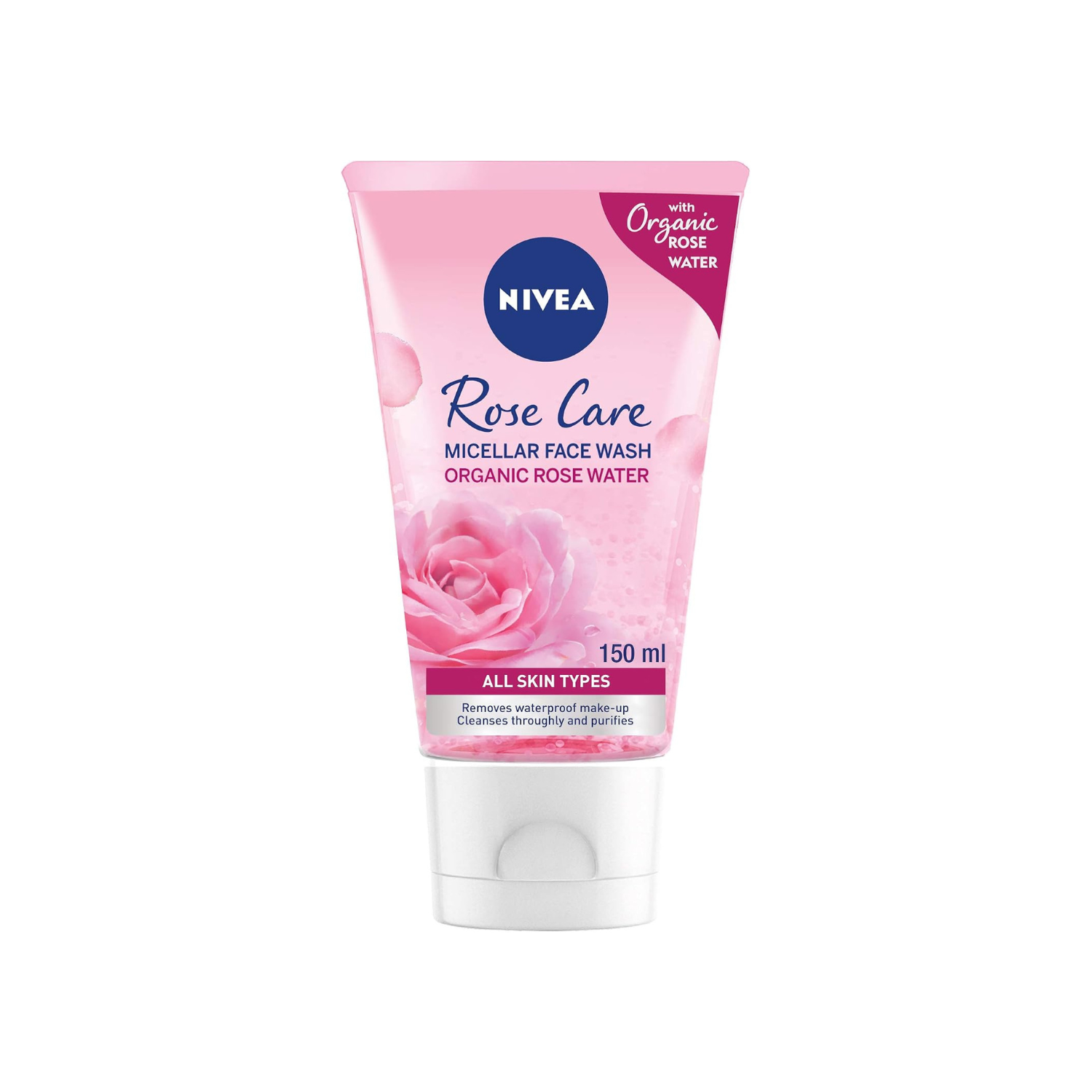 NIVEA Face Wash Micellar, Rose Care with Organic Rose, All Skin Types, 150ml - Package Design May Vary