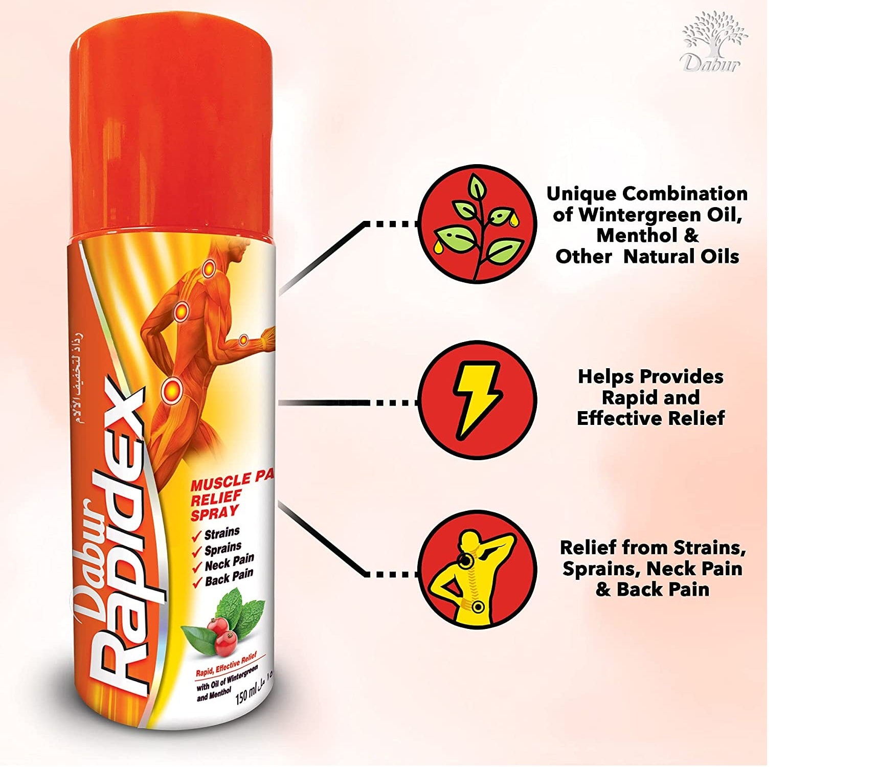 Dabur Rapidex Muscle and Joint Pain Relief Spray, 150 ml