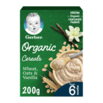 Nestle Gerber Organic Infant Cereals Wheat, Oat & Vanilla Fruit Puree, 200 G